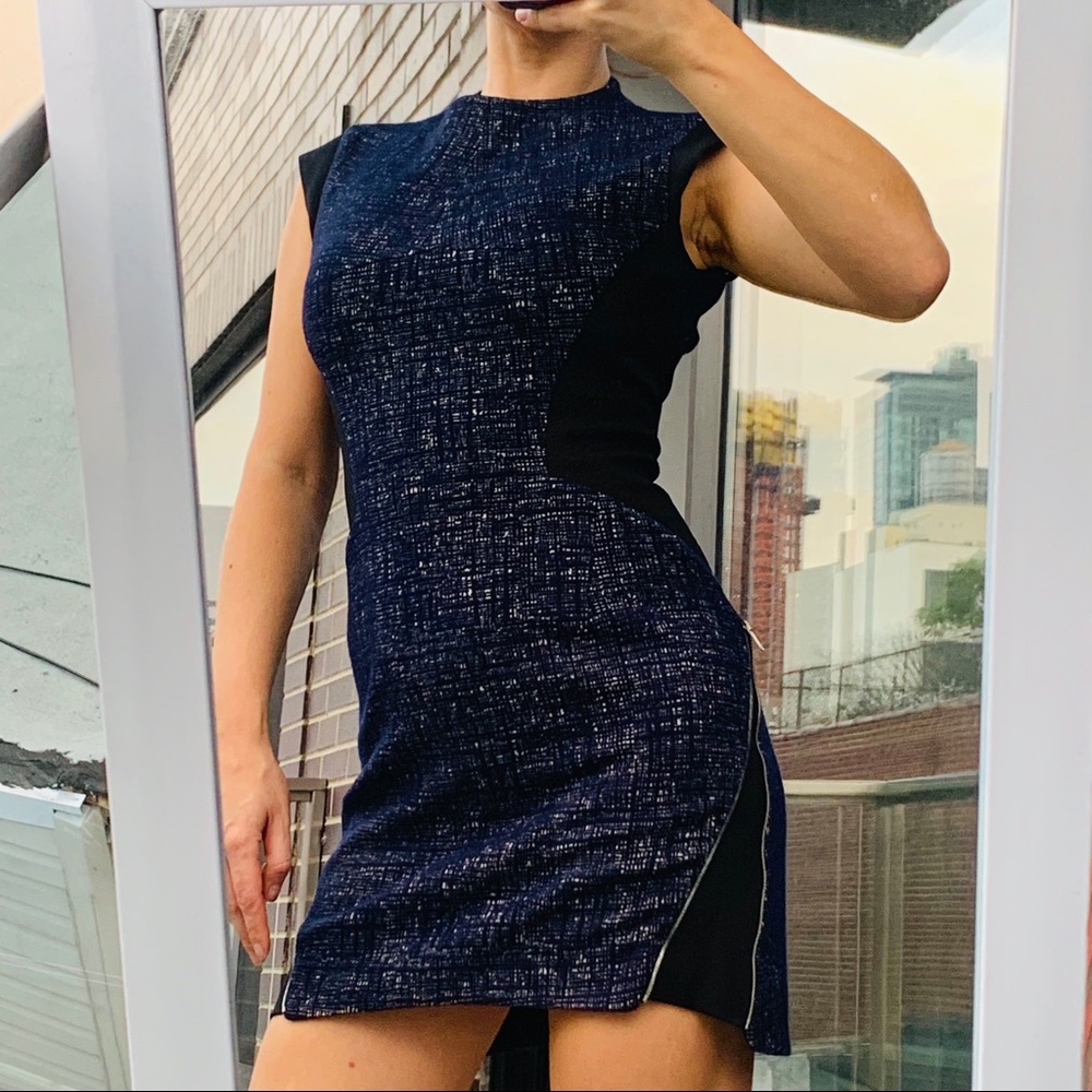 Anthropologie TIME Metal Zipper Wool Shaper Fashion Mini Dress - Picture 9 of 15